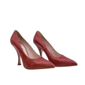 Miu Miu Cracked Effect Red Leather Pumps High Heels Size IT 40.5 / US 10.5